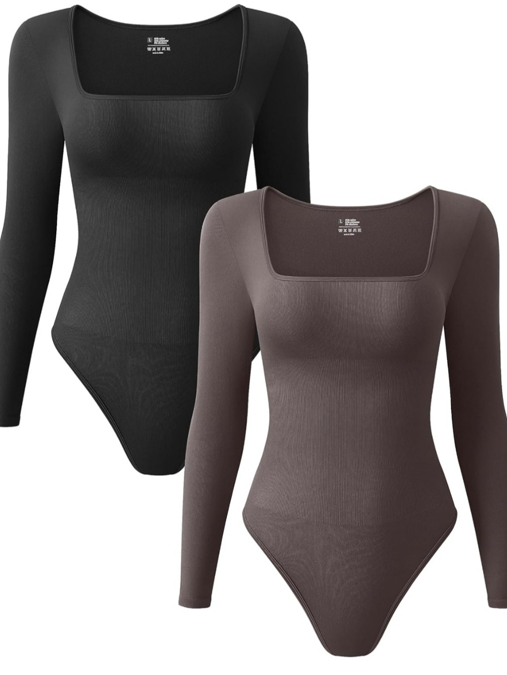 Amazon Women's Long Sleeve Bodysuits - Black and Brown
